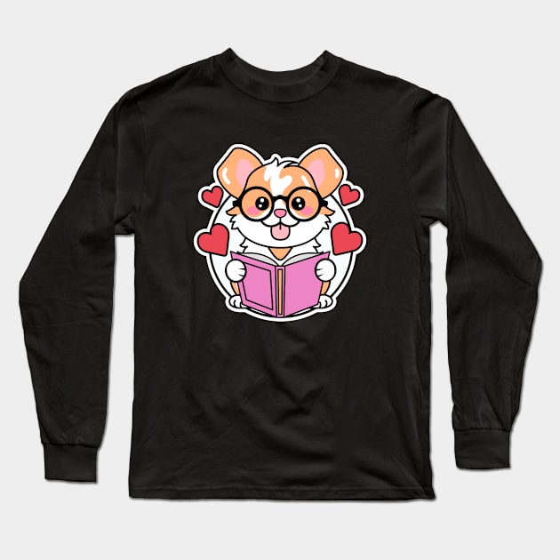 Dogs And Books Long Sleeve T-Shirt by StoryTimeComic 